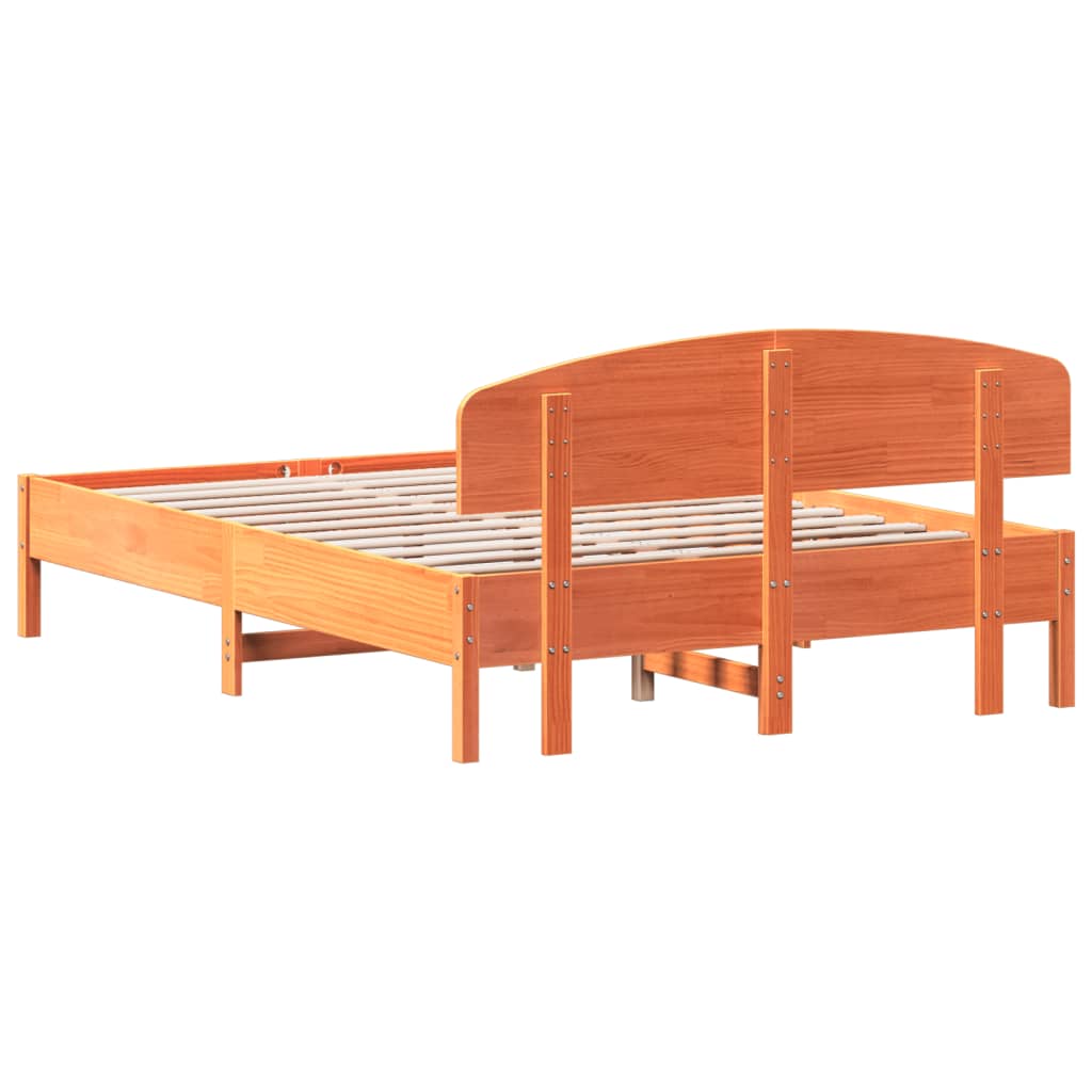 Bed Frame without Mattress Wax Brown 140x200 cm Solid Wood Pine