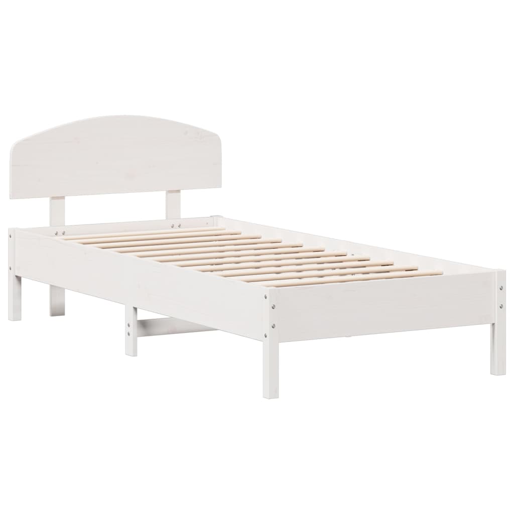 Bed Frame without Mattress White 100x200 cm Solid Wood Pine