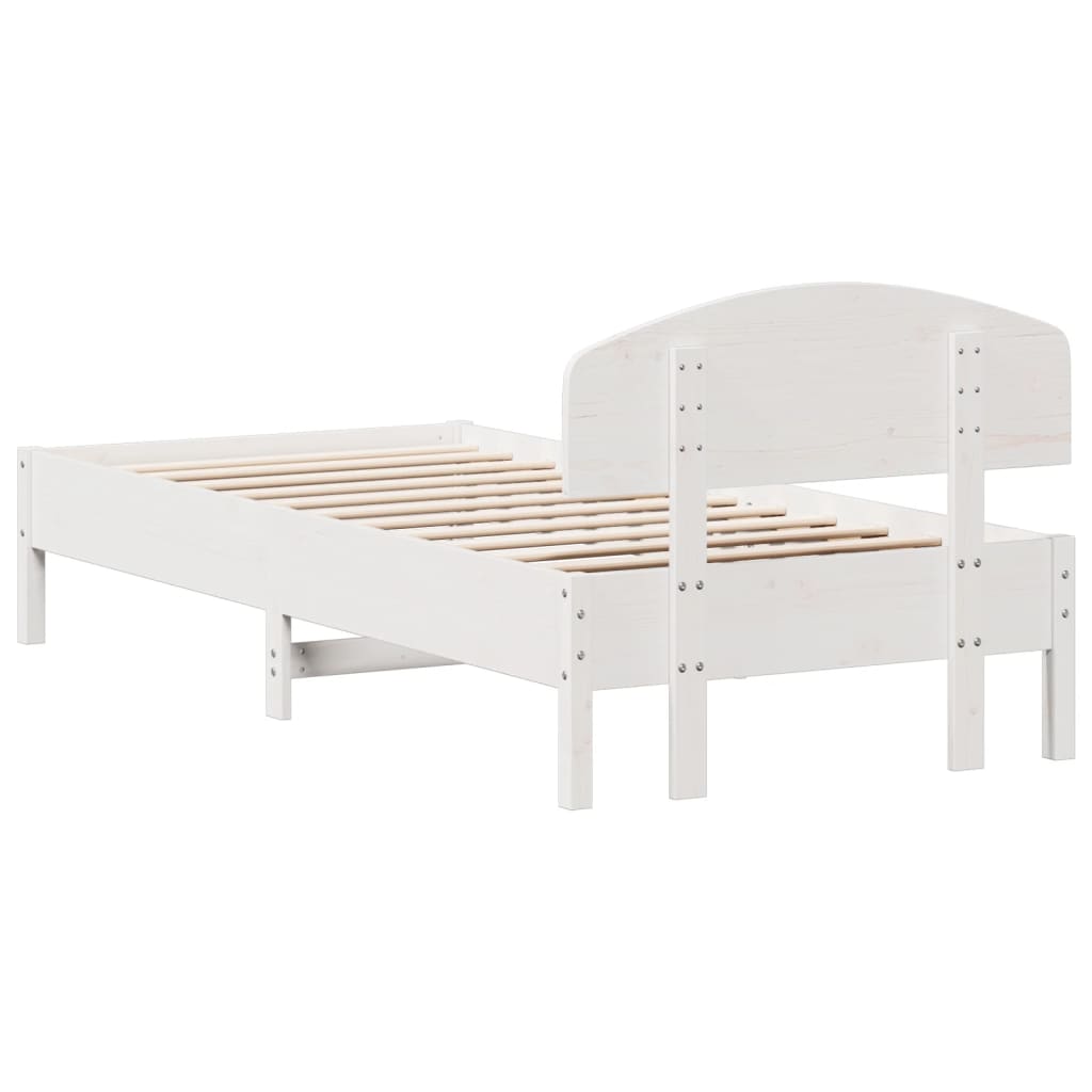 Bed Frame without Mattress White 100x200 cm Solid Wood Pine