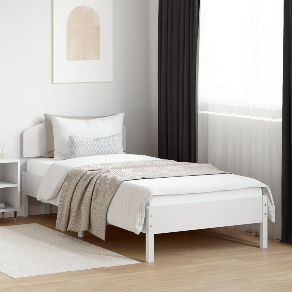 Bed Frame without Mattress White 100x200 cm Solid Wood Pine