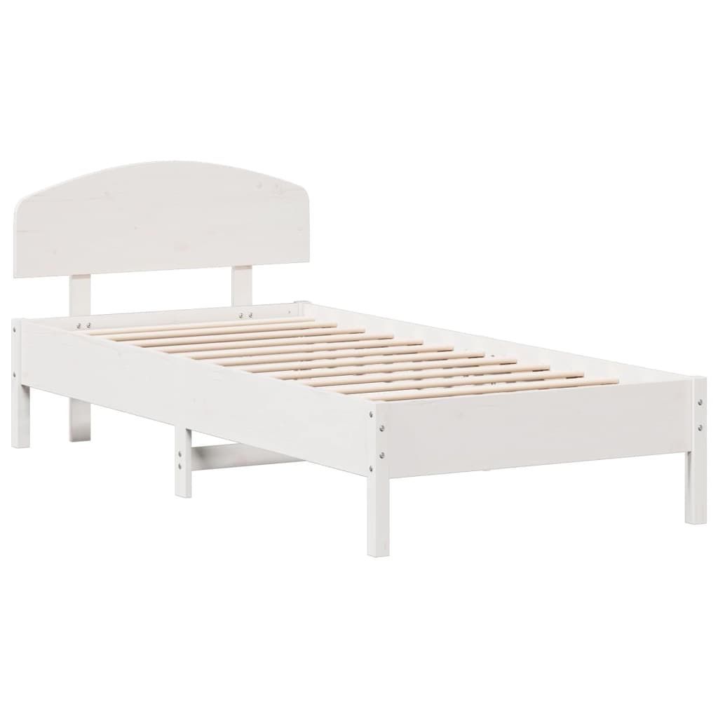 Bed Frame without Mattress White 90x200 cm Solid Wood Pine