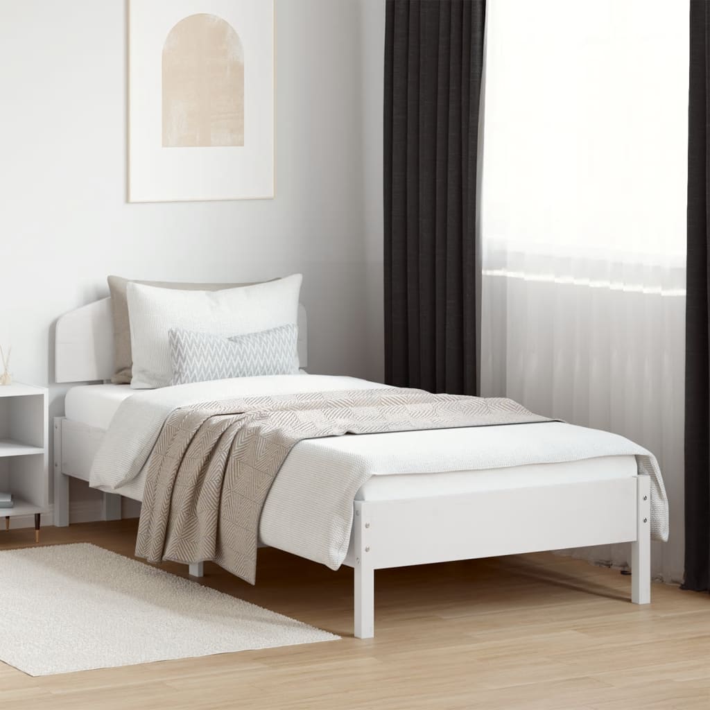 Bed Frame without Mattress White 90x200 cm Solid Wood Pine