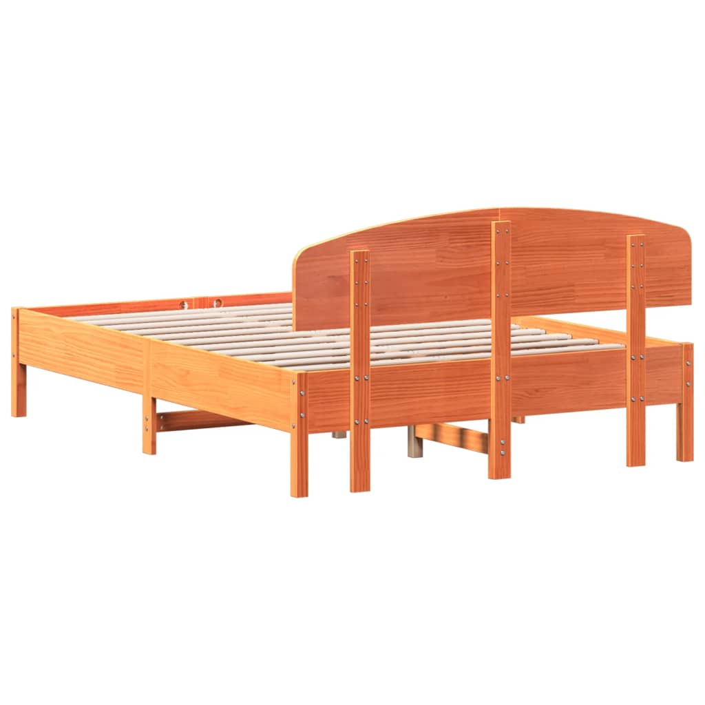 Bed Frame without Mattress Wax Brown 120x190 cm Small Double Solid Wood Pine