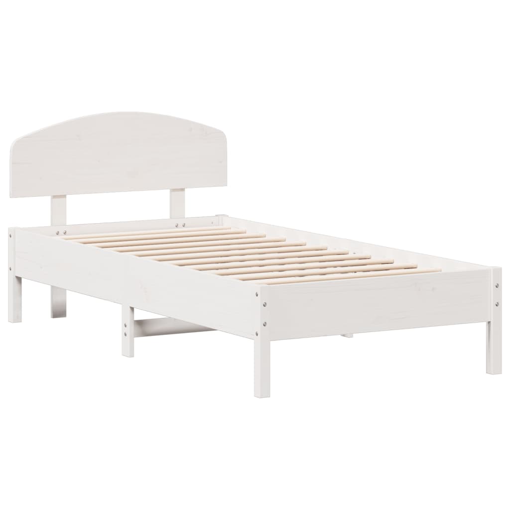 Bed Frame without Mattress White 90x190 cm Single Solid Wood Pine