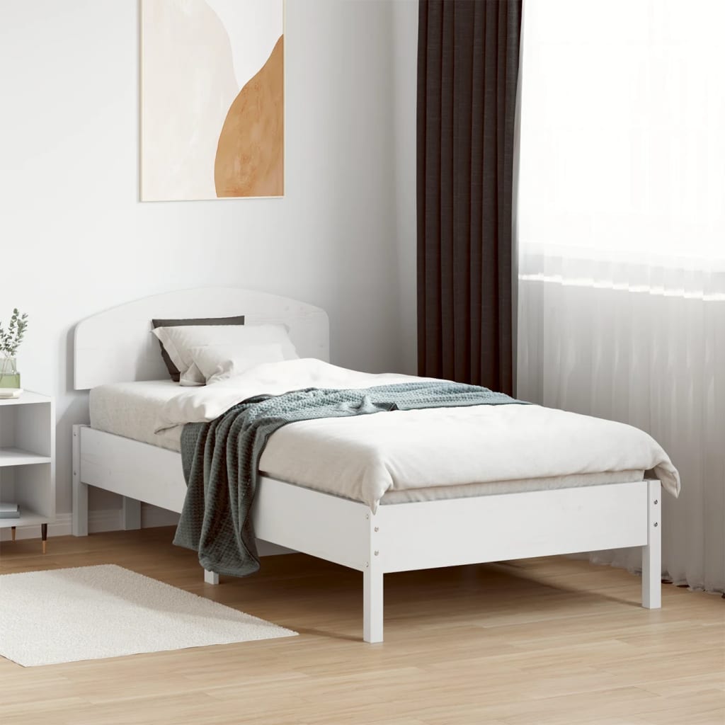 Bed Frame without Mattress White 90x190 cm Single Solid Wood Pine