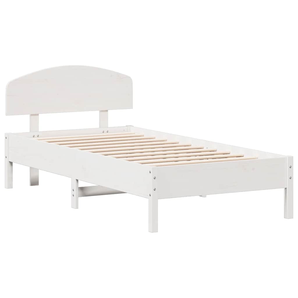 Bed Frame without Mattress White 75x190 cm Small Single Solid Wood Pine