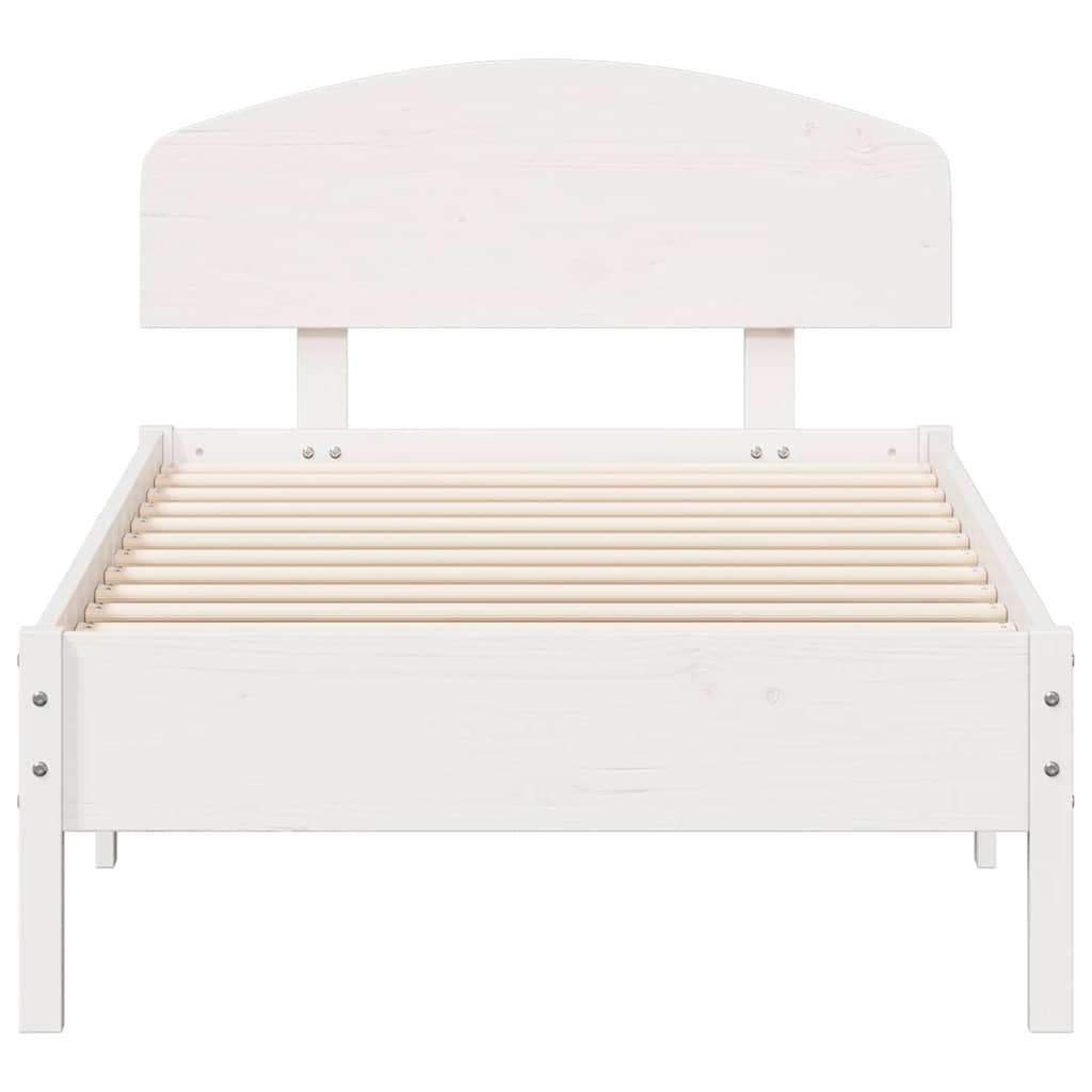 Bed Frame without Mattress White 75x190 cm Small Single Solid Wood Pine