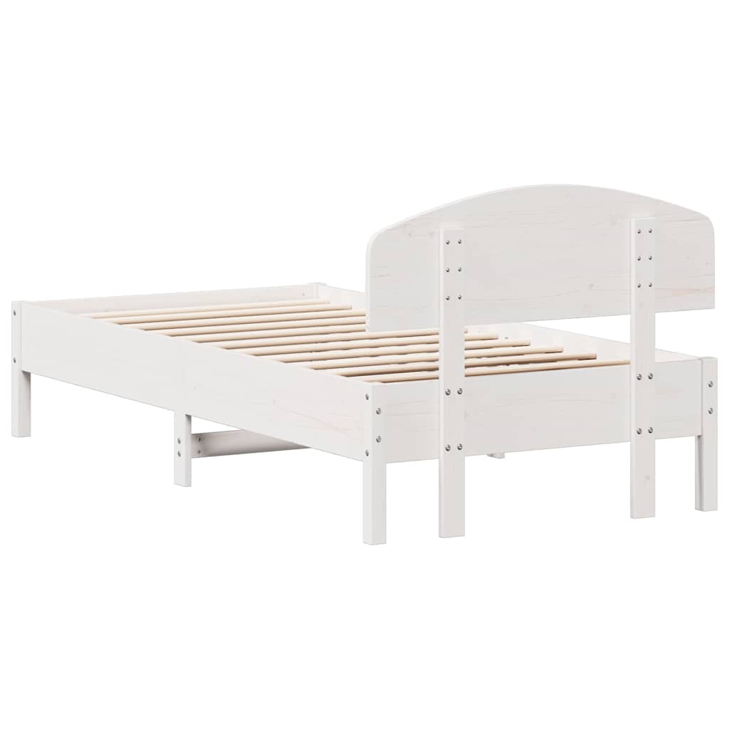 Bed Frame without Mattress White 75x190 cm Small Single Solid Wood Pine