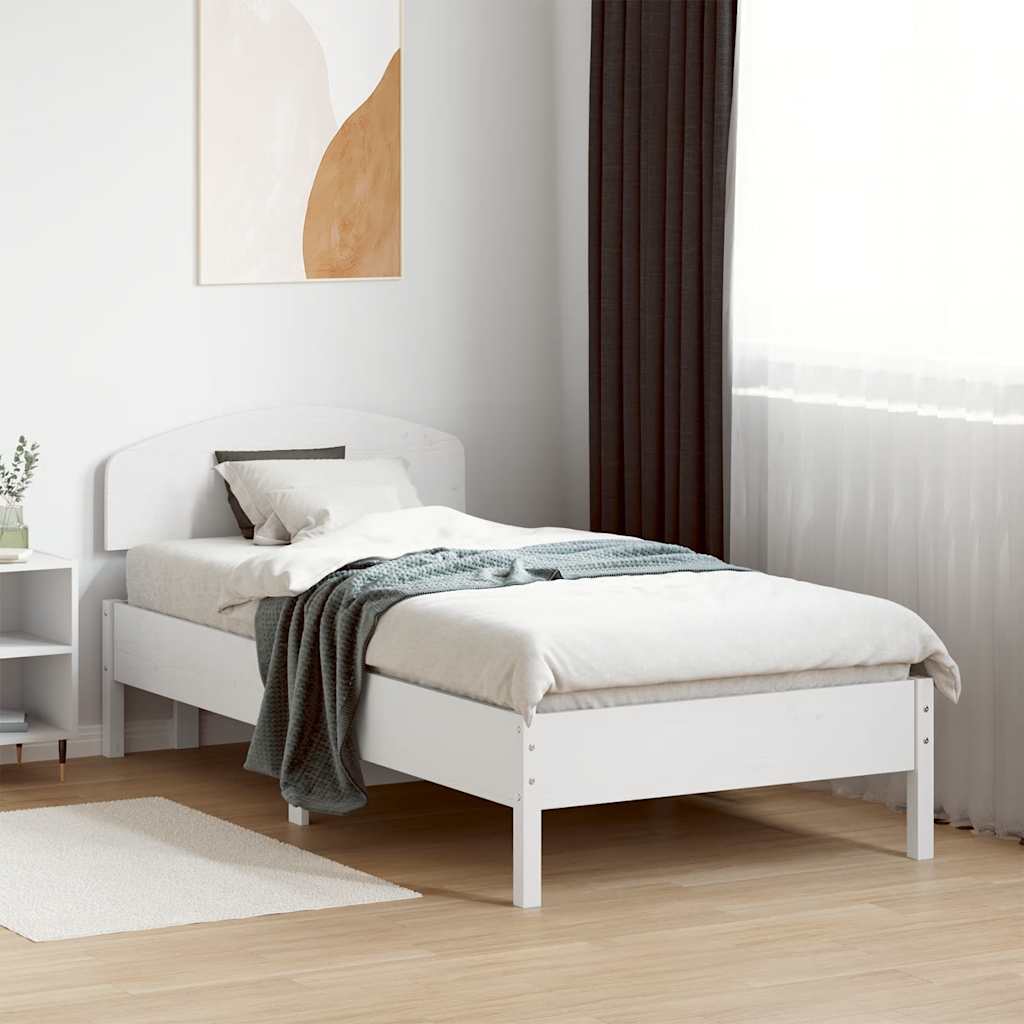 Bed Frame without Mattress White 75x190 cm Small Single Solid Wood Pine