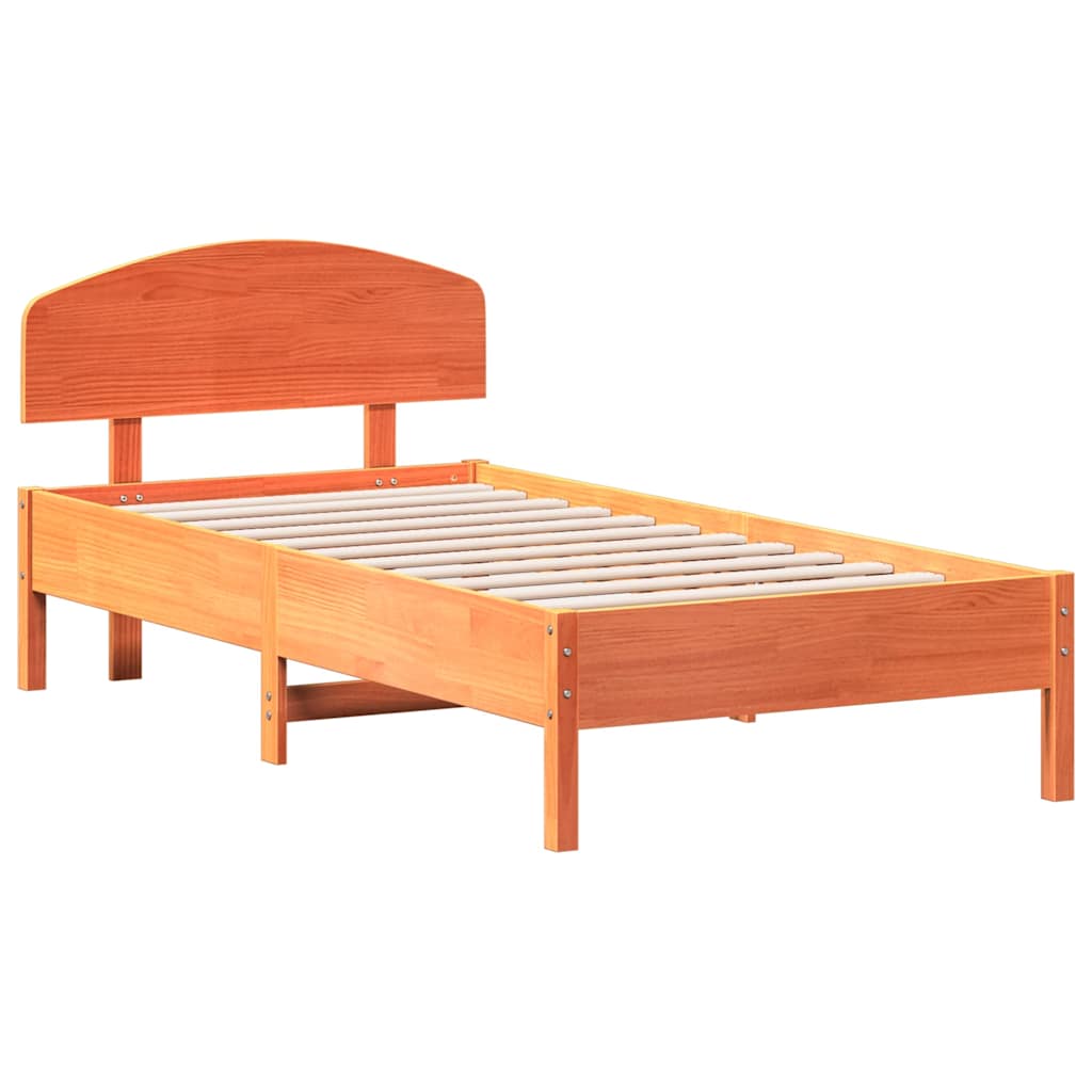 Bed Frame without Mattress Wax Brown 75x190 cm Small Single Solid Wood Pine