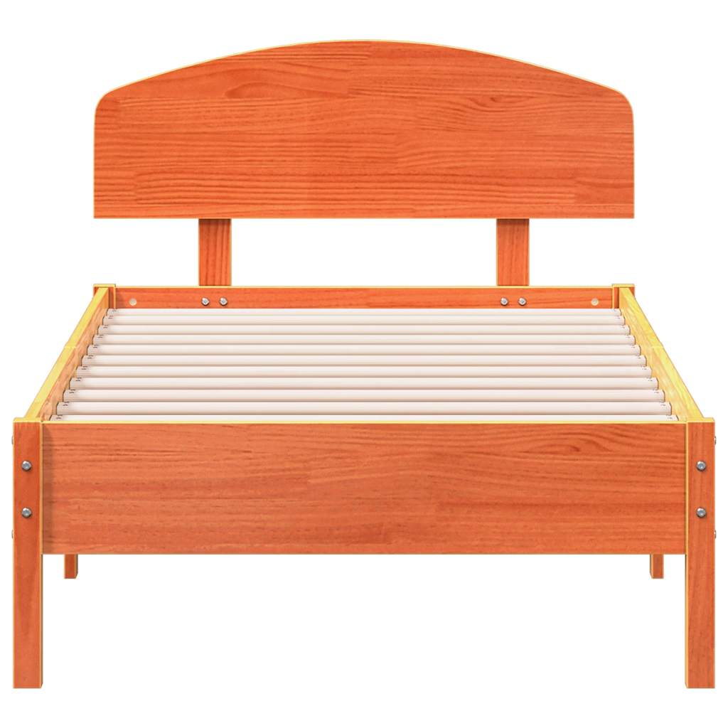 Bed Frame without Mattress Wax Brown 75x190 cm Small Single Solid Wood Pine