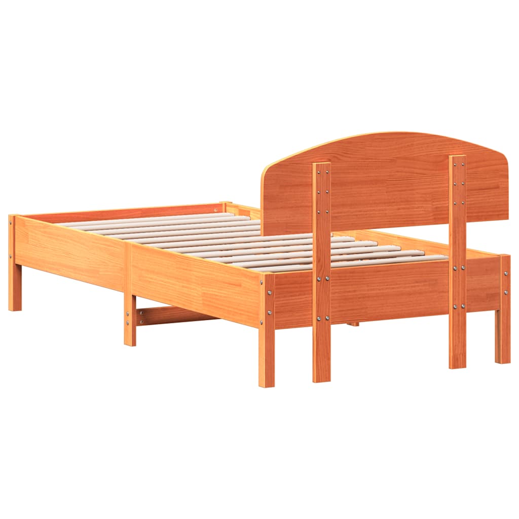 Bed Frame without Mattress Wax Brown 75x190 cm Small Single Solid Wood Pine