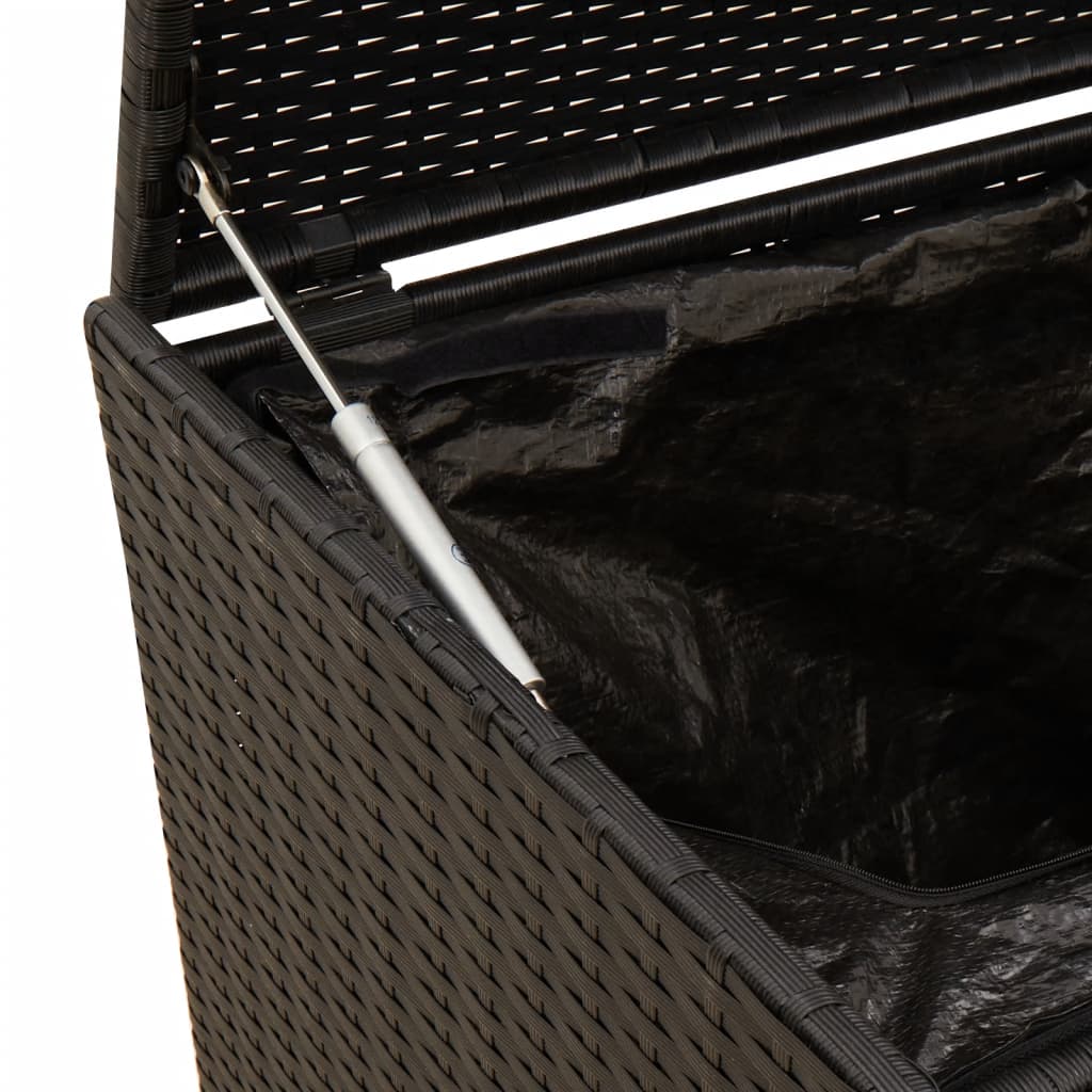 Garden Storage Box with Wheels Black 283L Poly Rattan