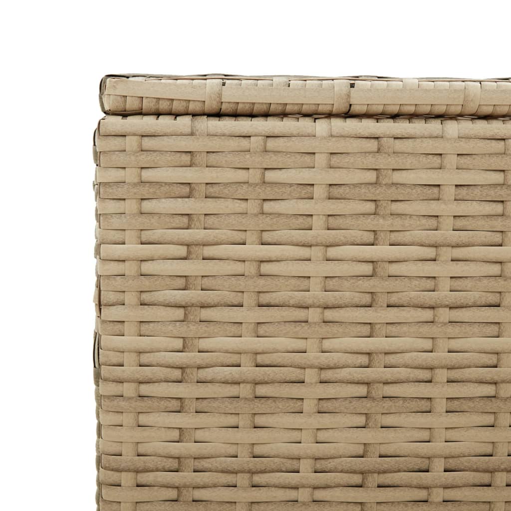 Garden Storage Box with Wheels Mix Beige 190L Poly Rattan
