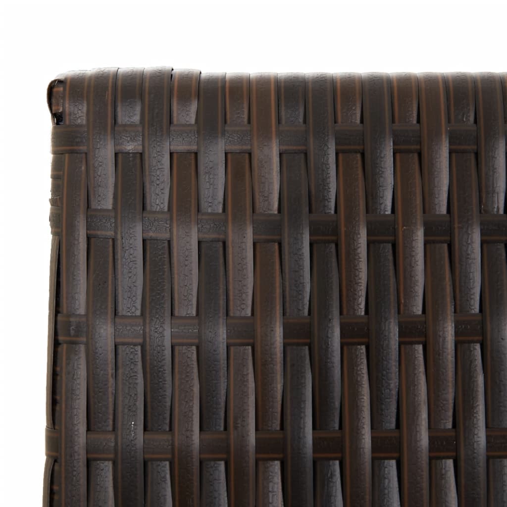 Room Divider 3 Panels Brown Poly Rattan