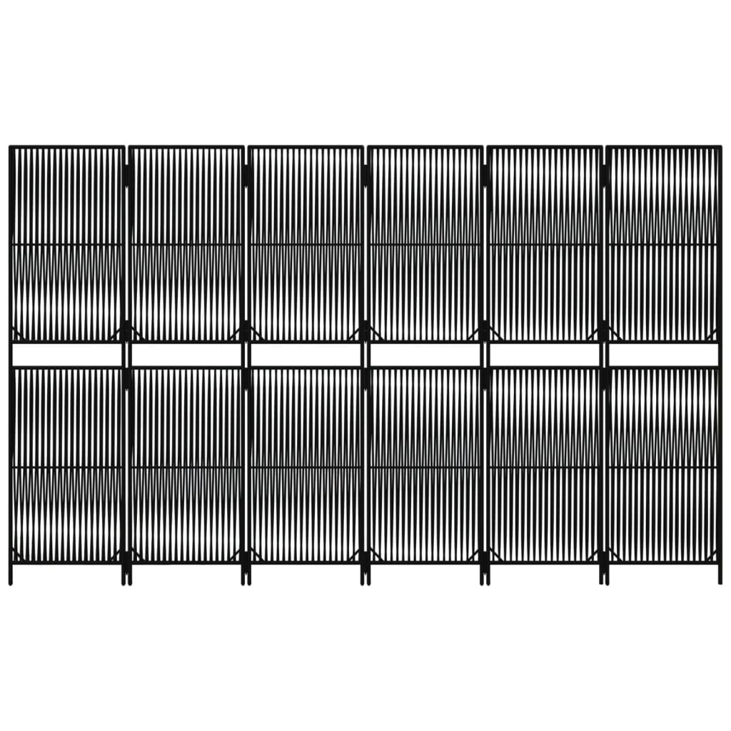 Room Divider 6 Panels Black Poly Rattan