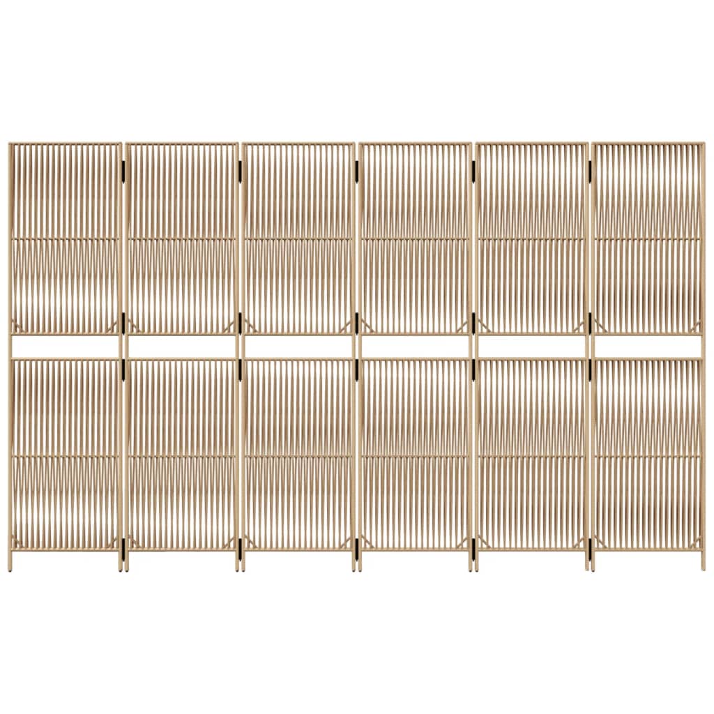 Room Divider 6 Panels Beige Poly Rattan