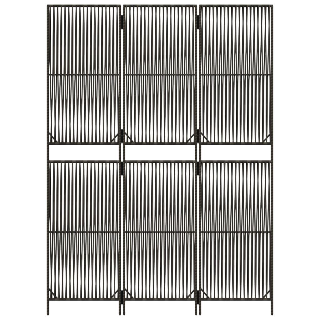 Room Divider 3 Panels Grey Poly Rattan