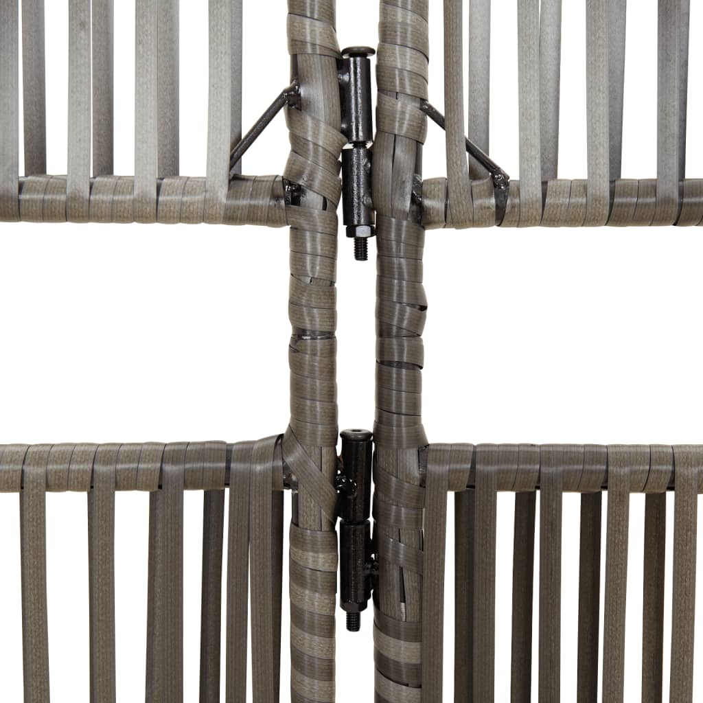Room Divider 5 Panels Grey Poly Rattan
