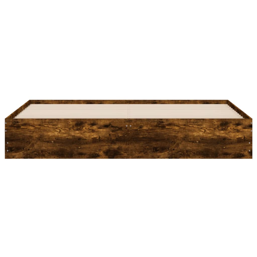 Bed Frame with Drawers without Mattress Smoked Oak 200x200 cm