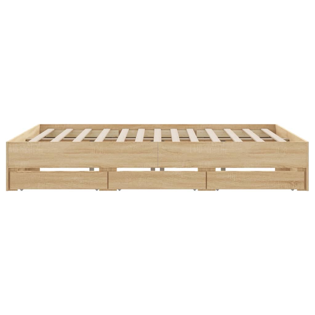 Bed Frame with Drawers without Mattress Sonoma Oak 180x200 cm Super King