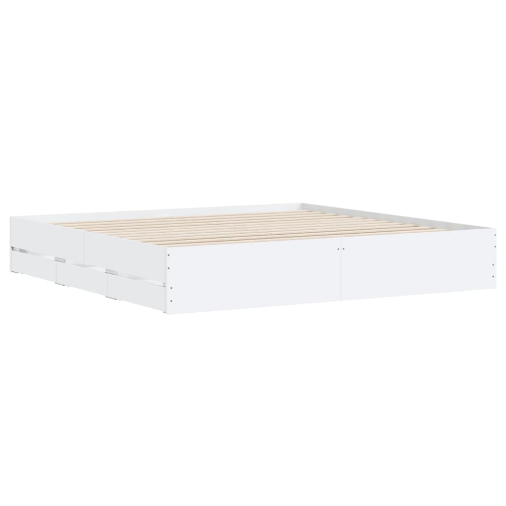 Bed Frame with Drawers without Mattress White 160x200 cm