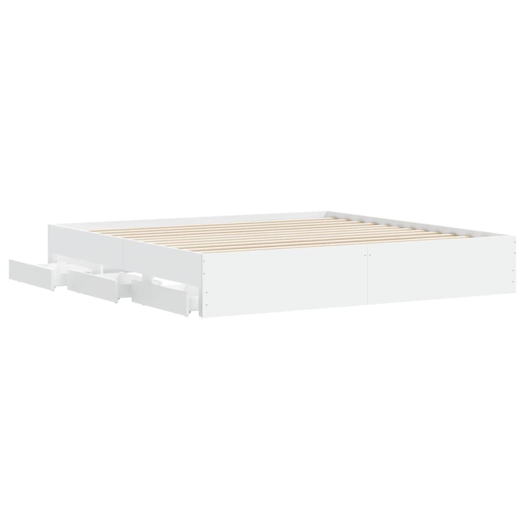 Bed Frame with Drawers without Mattress White 160x200 cm