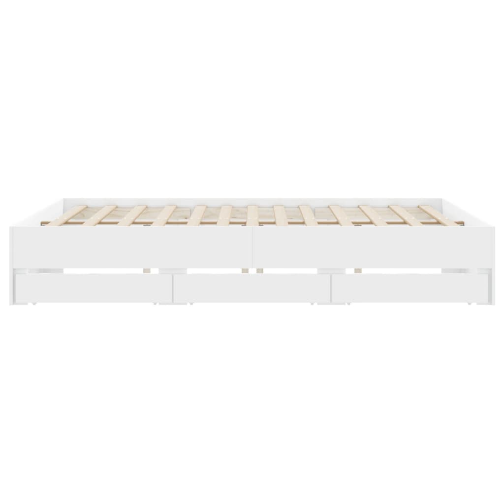 Bed Frame with Drawers without Mattress White 160x200 cm