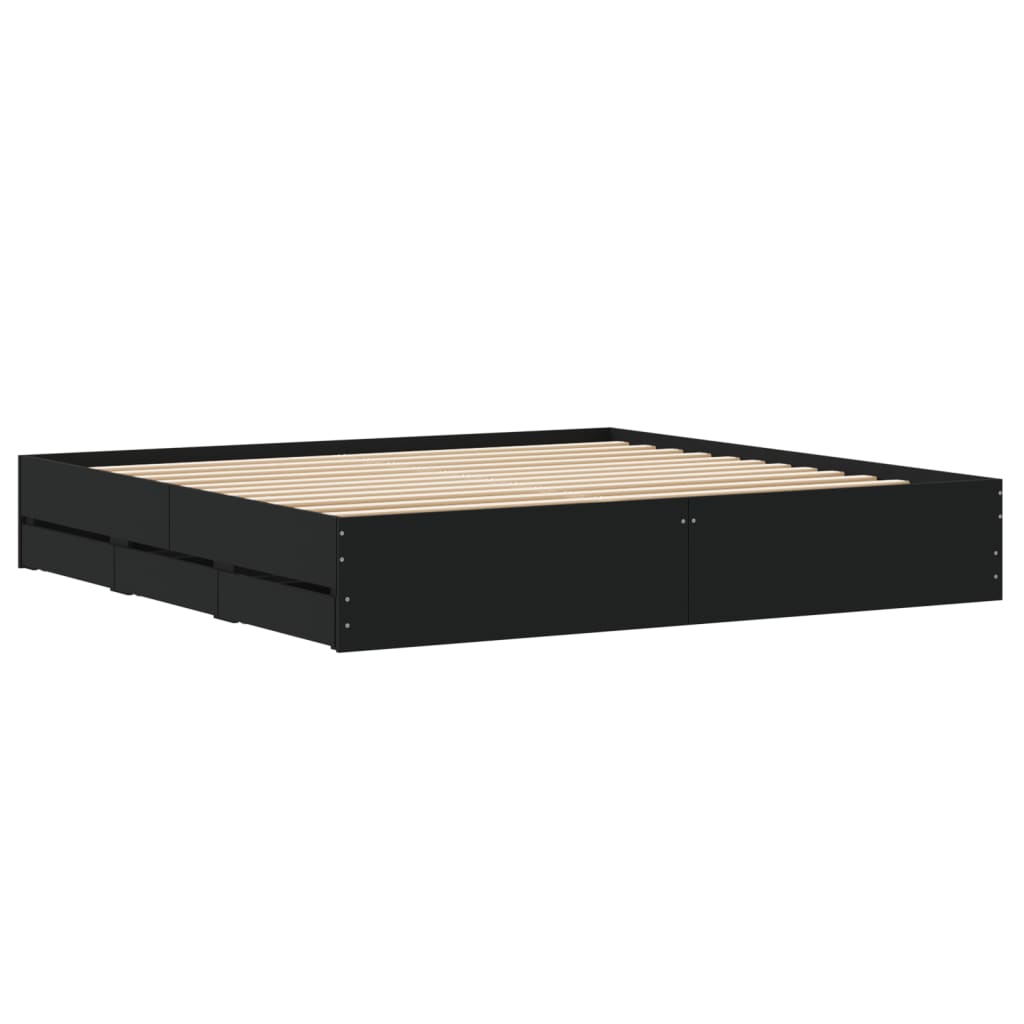 Bed Frame with Drawers without Mattress Black 160x200 cm