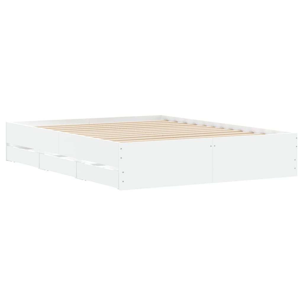 Bed Frame with Drawers without Mattress White 140x200 cm