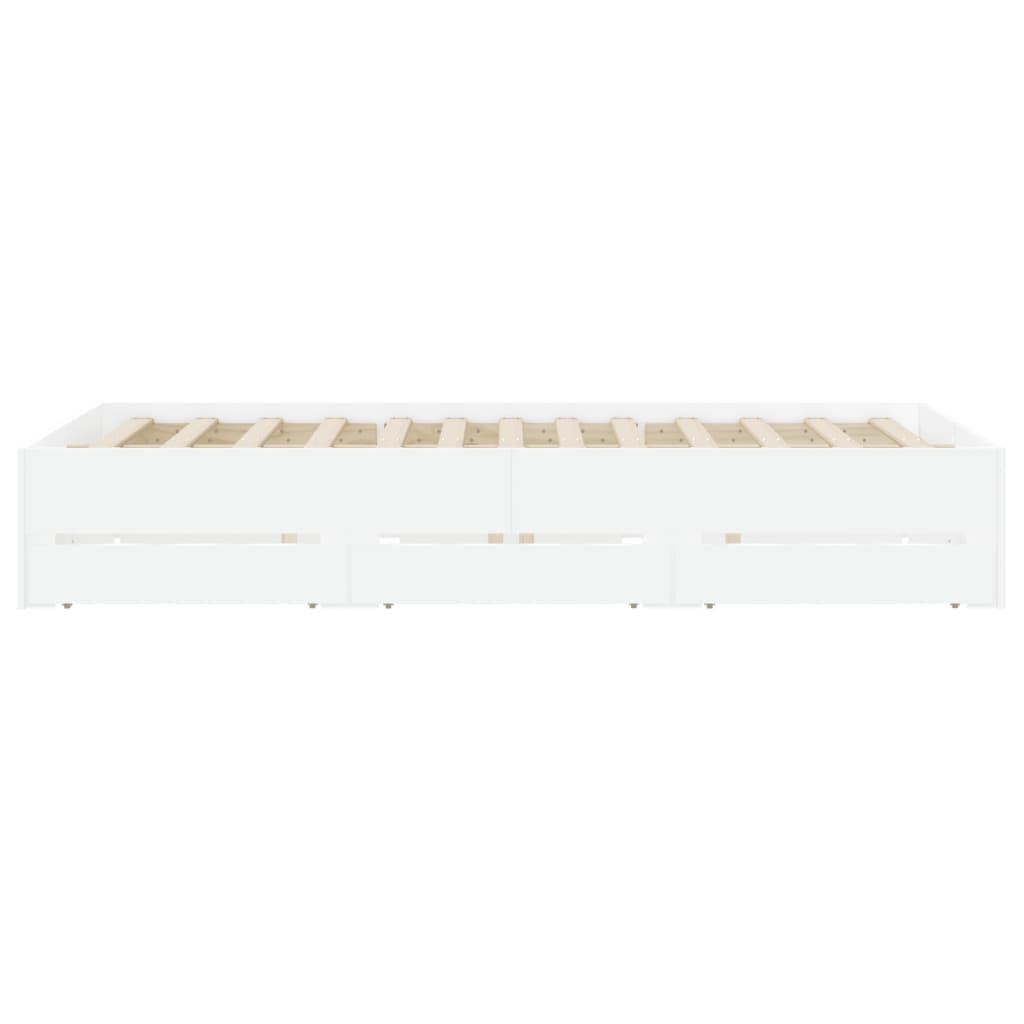 Bed Frame with Drawers without Mattress White 140x200 cm
