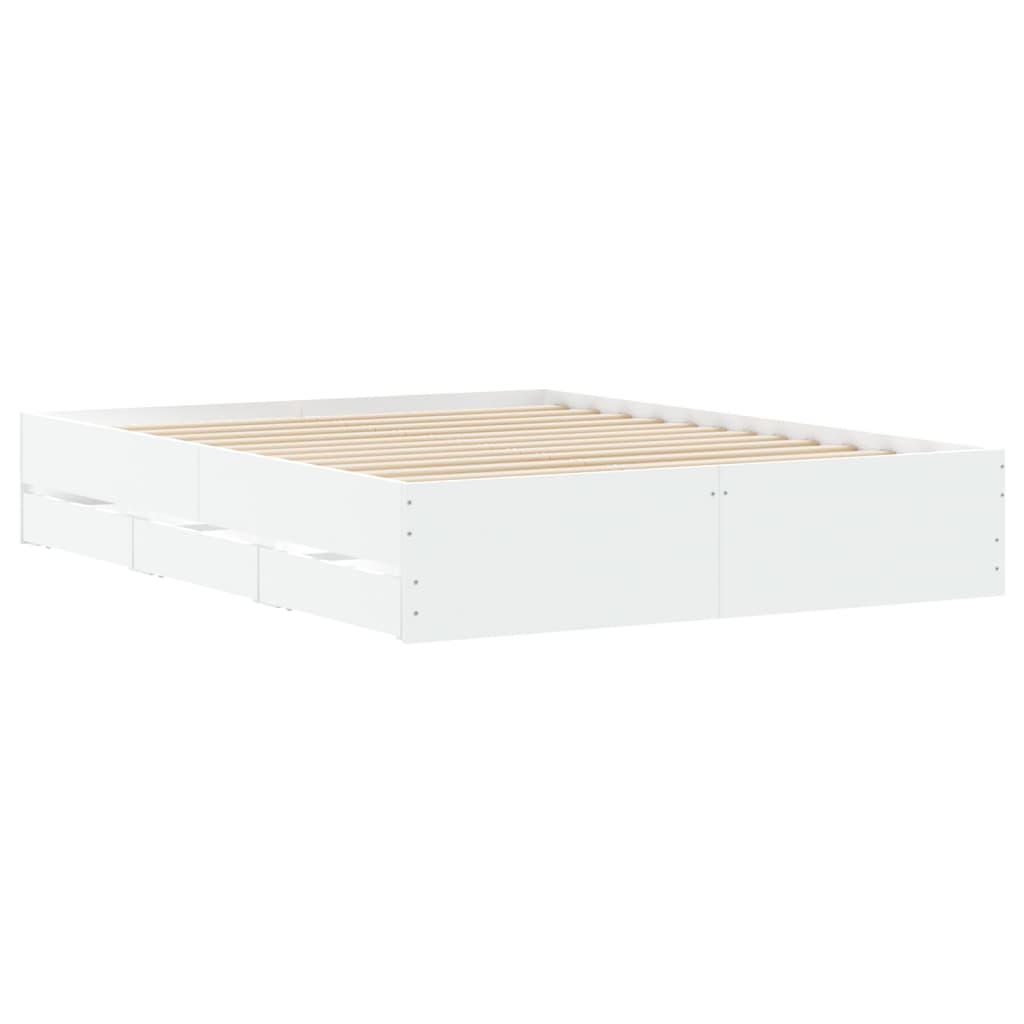 Bed Frame with Drawers without Mattress White 140x200 cm