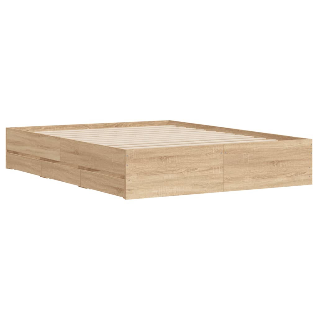 Bed Frame with Drawers without Mattress Sonoma Oak 140x200 cm