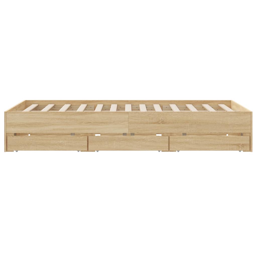 Bed Frame with Drawers without Mattress Sonoma Oak 140x200 cm