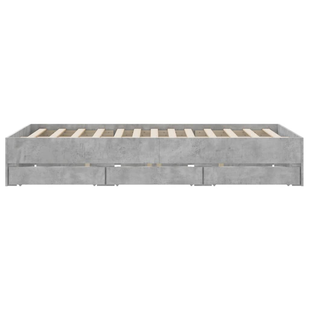 Bed Frame with Drawers without Mattress Concrete Grey 140x200 cm