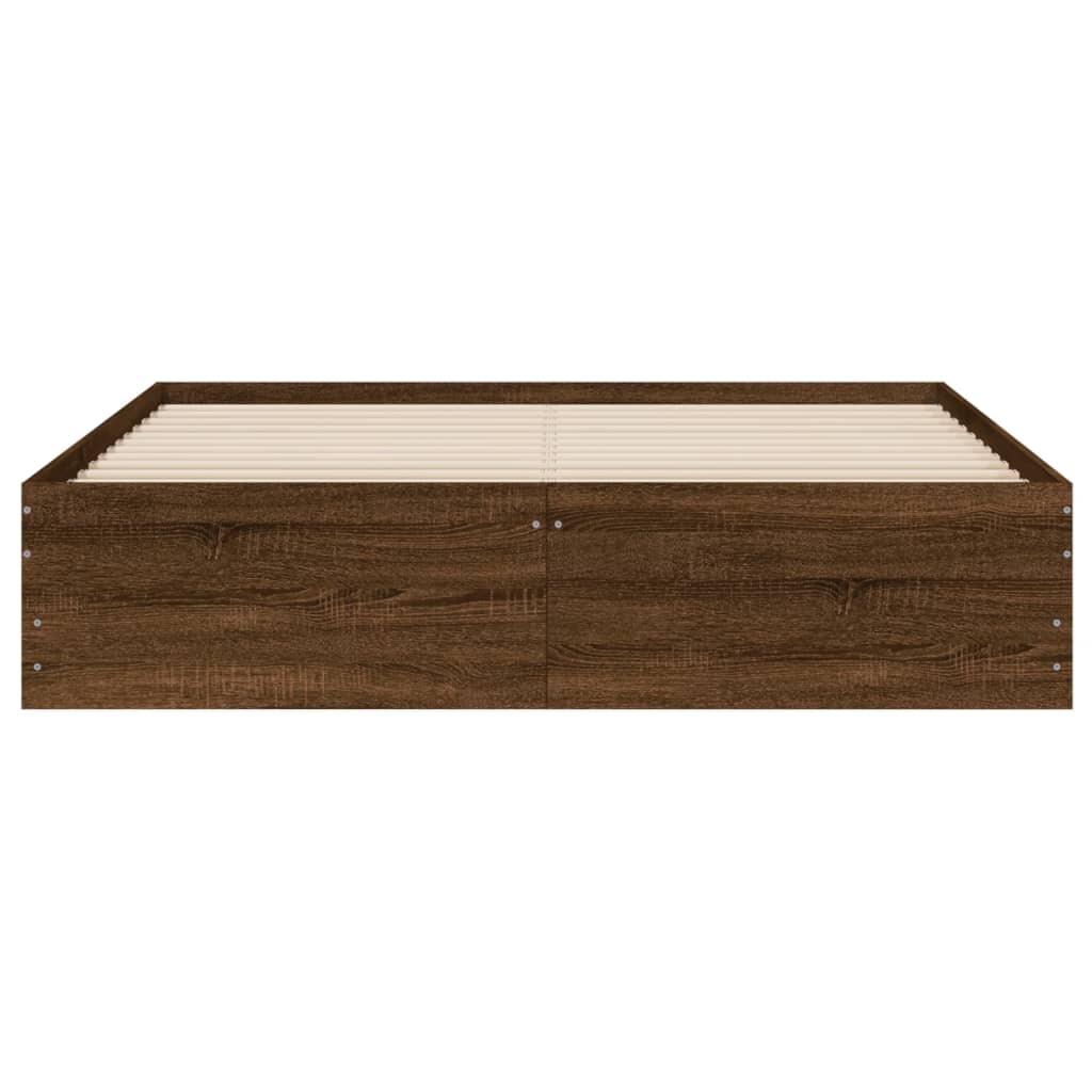 Bed Frame with Drawers without Mattress Brown Oak 140x200 cm