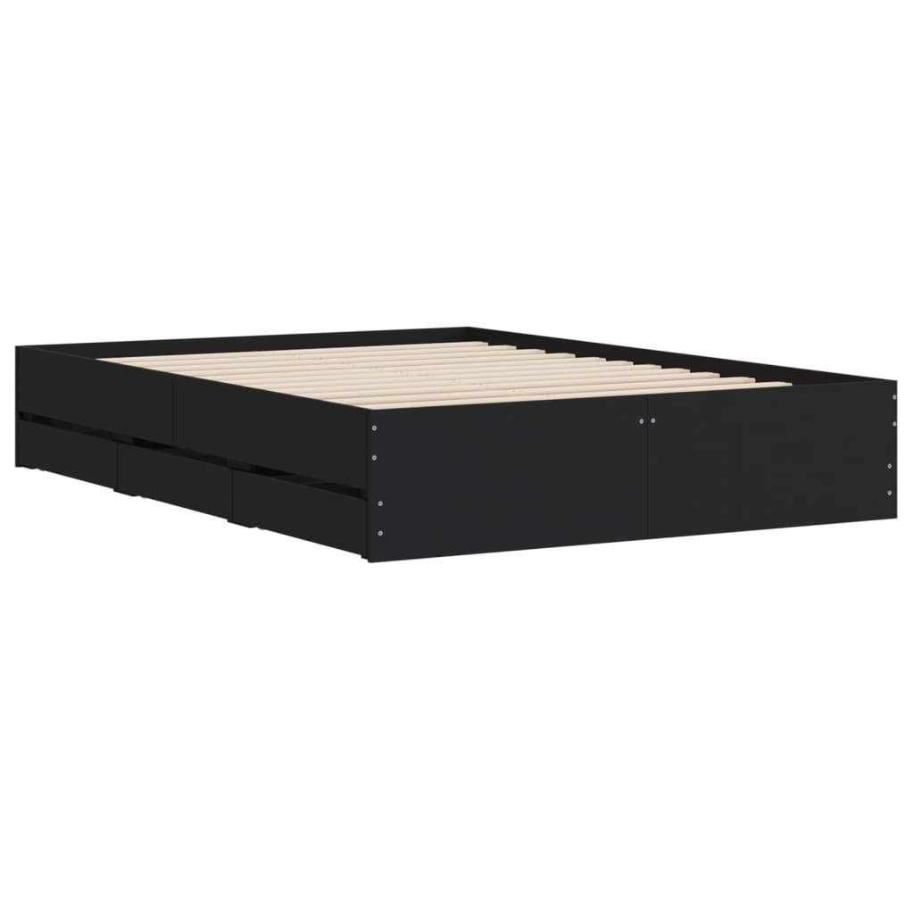 Bed Frame with Drawers without Mattress Black 120x200 cm