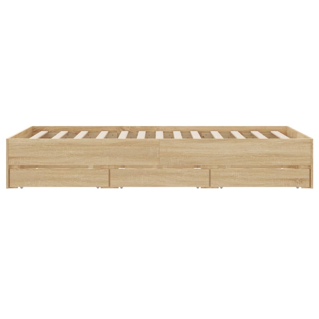 Bed Frame with Drawers without Mattress Sonoma Oak 120x200 cm