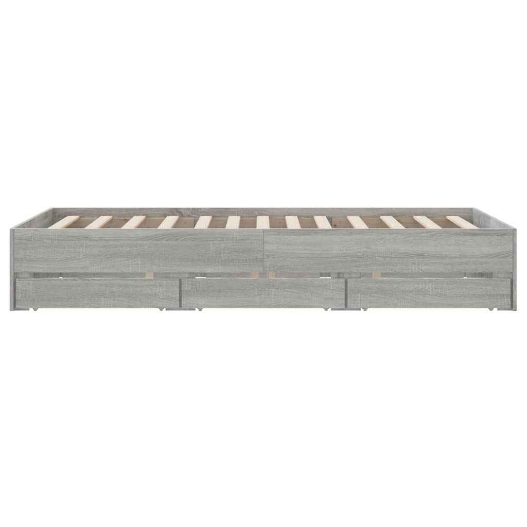 Bed Frame with Drawers without Mattress Grey Sonoma 120x200 cm