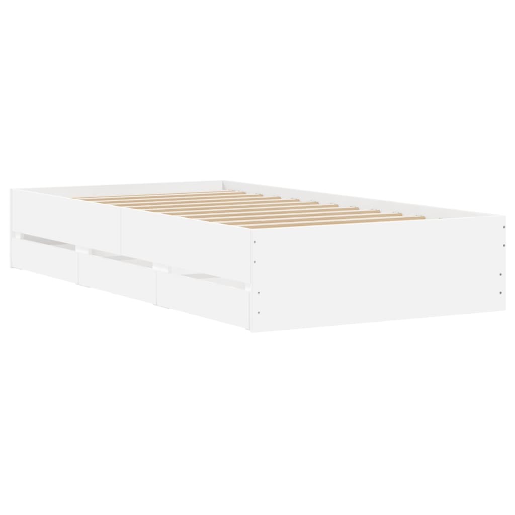 Bed Frame with Drawers without Mattress White 100x200 cm