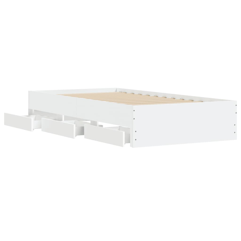 Bed Frame with Drawers without Mattress White 100x200 cm