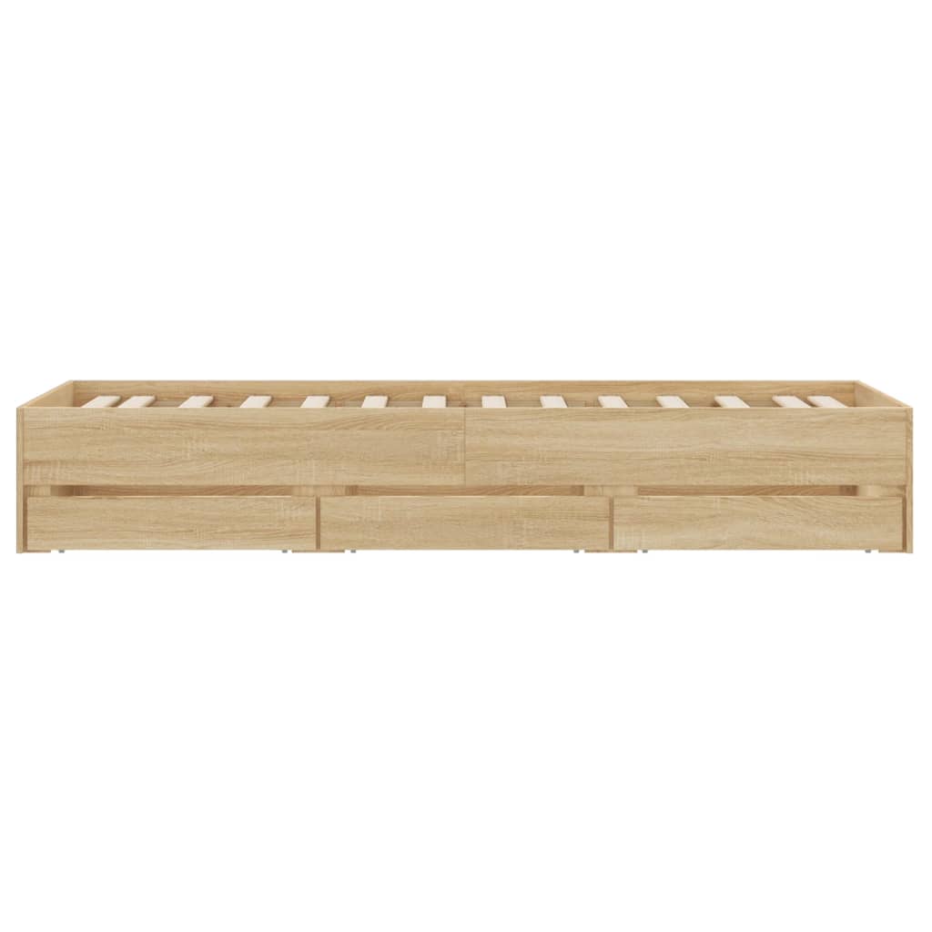 Bed Frame with Drawers without Mattress Sonoma Oak 100x200 cm
