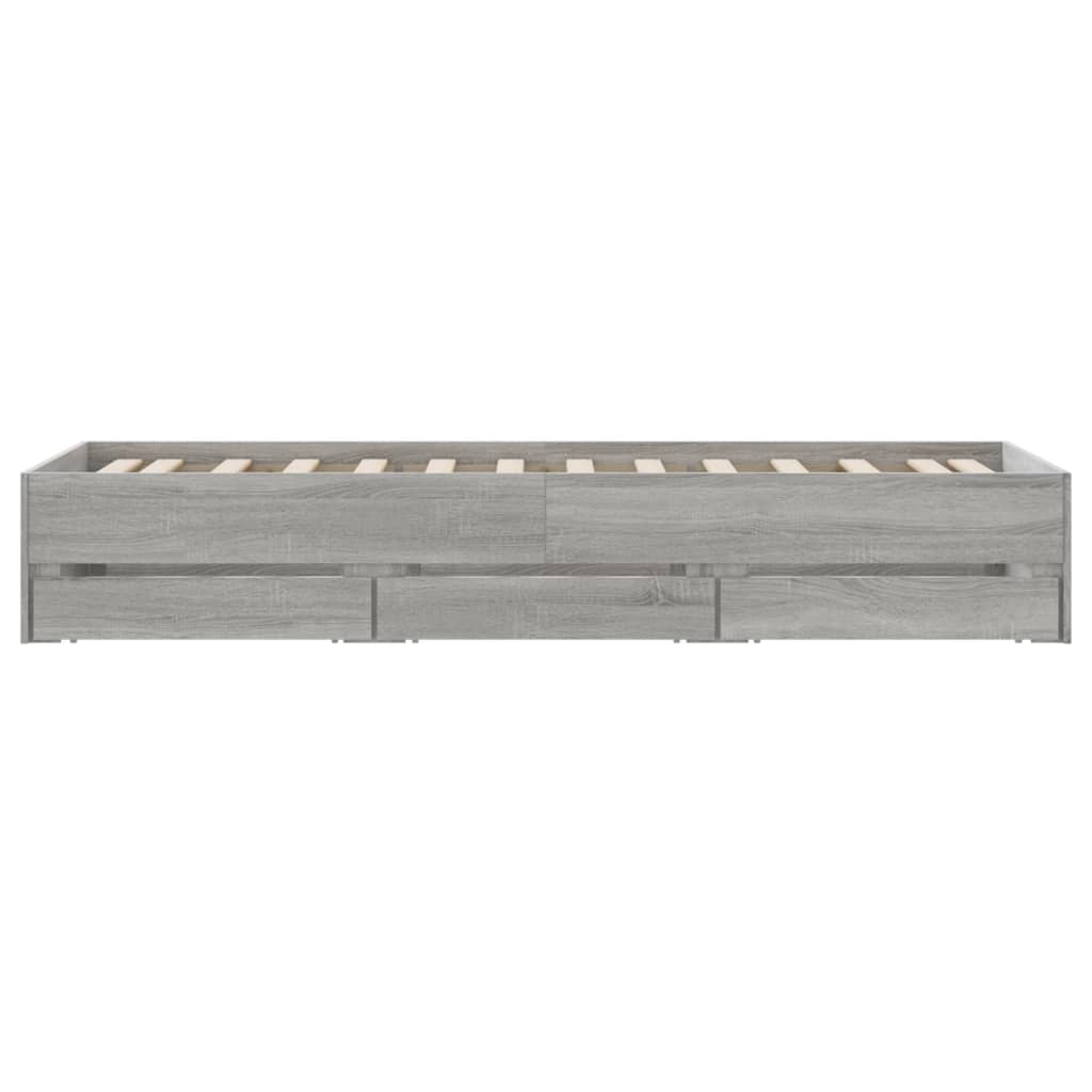 Bed Frame with Drawers without Mattress Grey Sonoma 90x200 cm