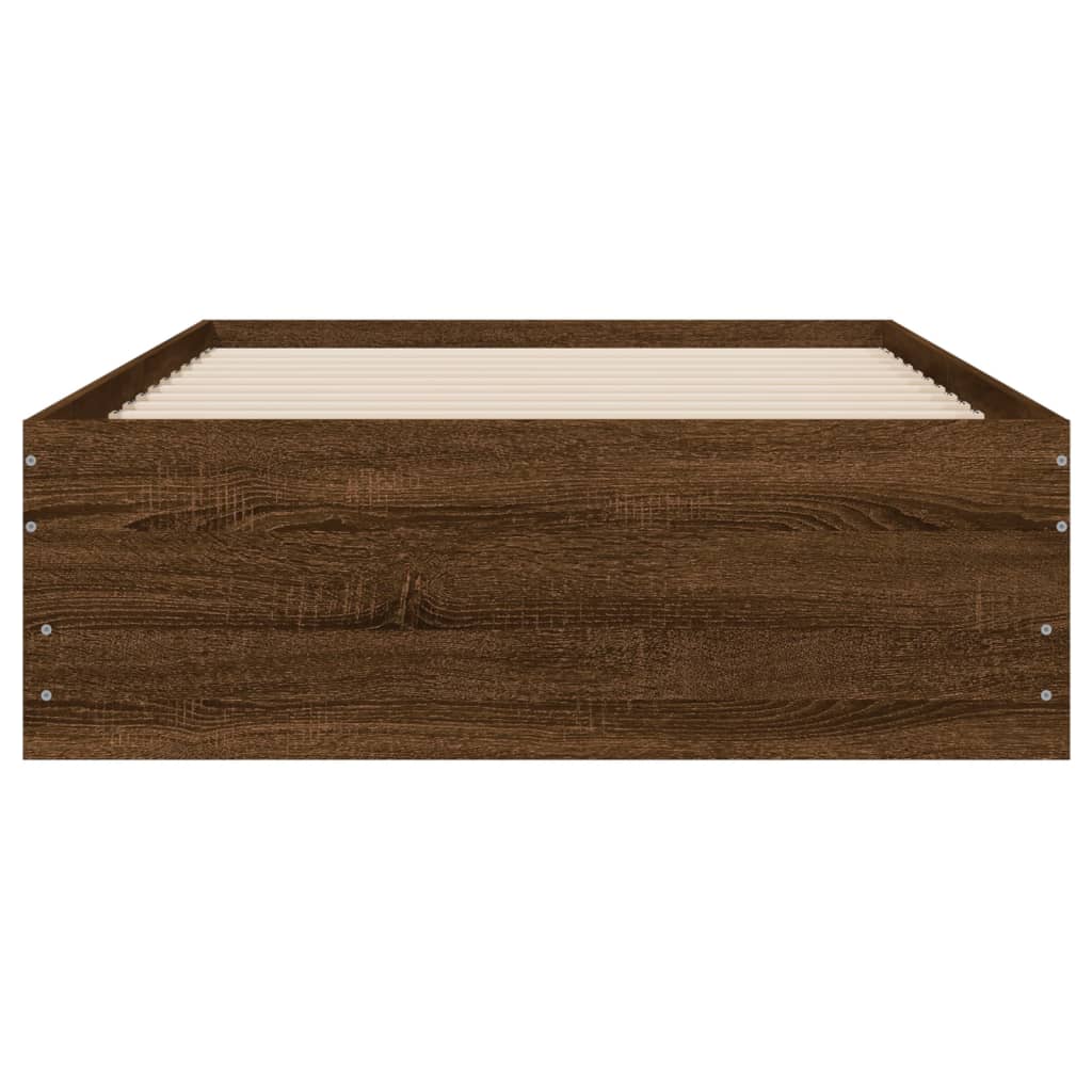 Bed Frame with Drawers without Mattress Brown Oak 90x200 cm