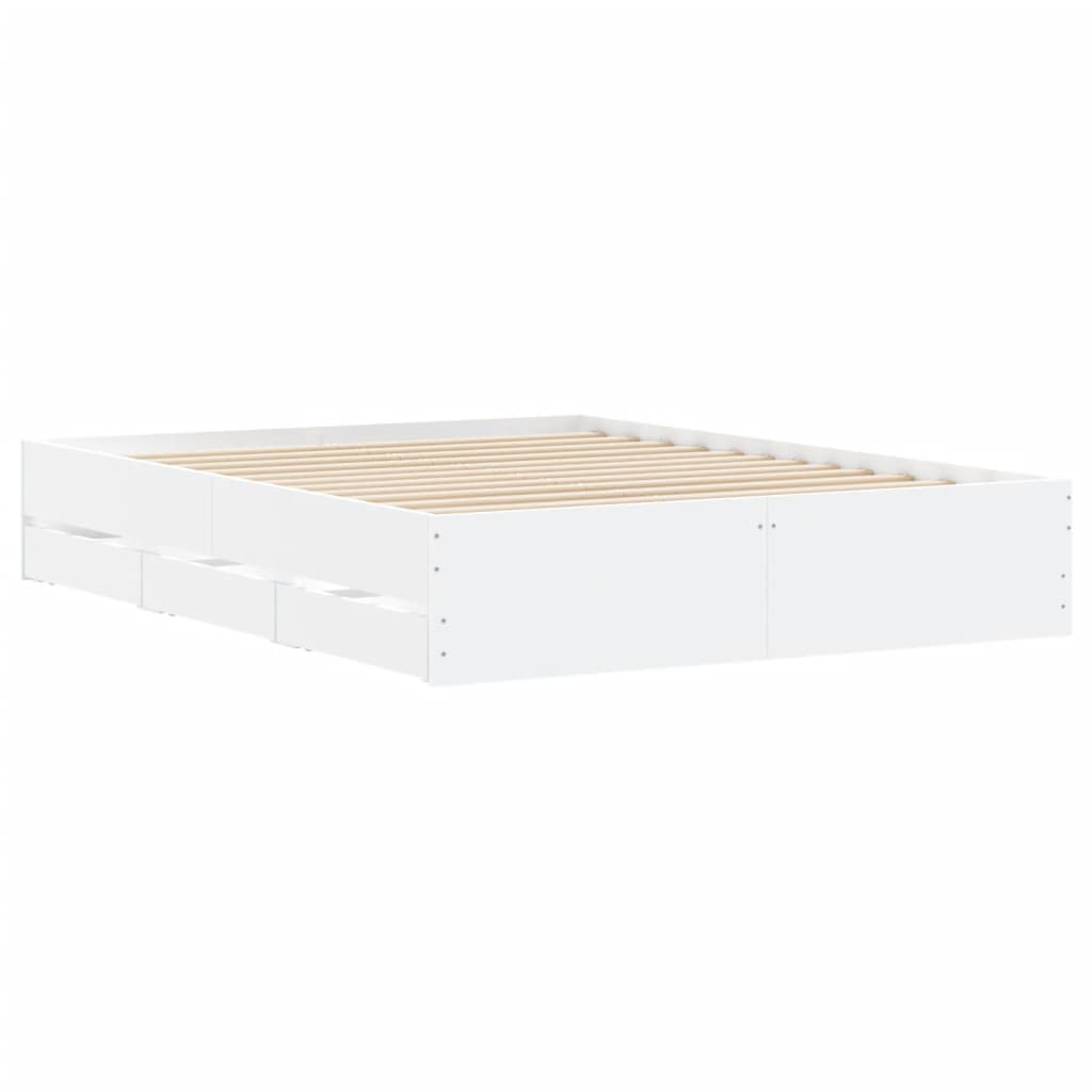 Bed Frame with Drawers without Mattress White 140x190 cm