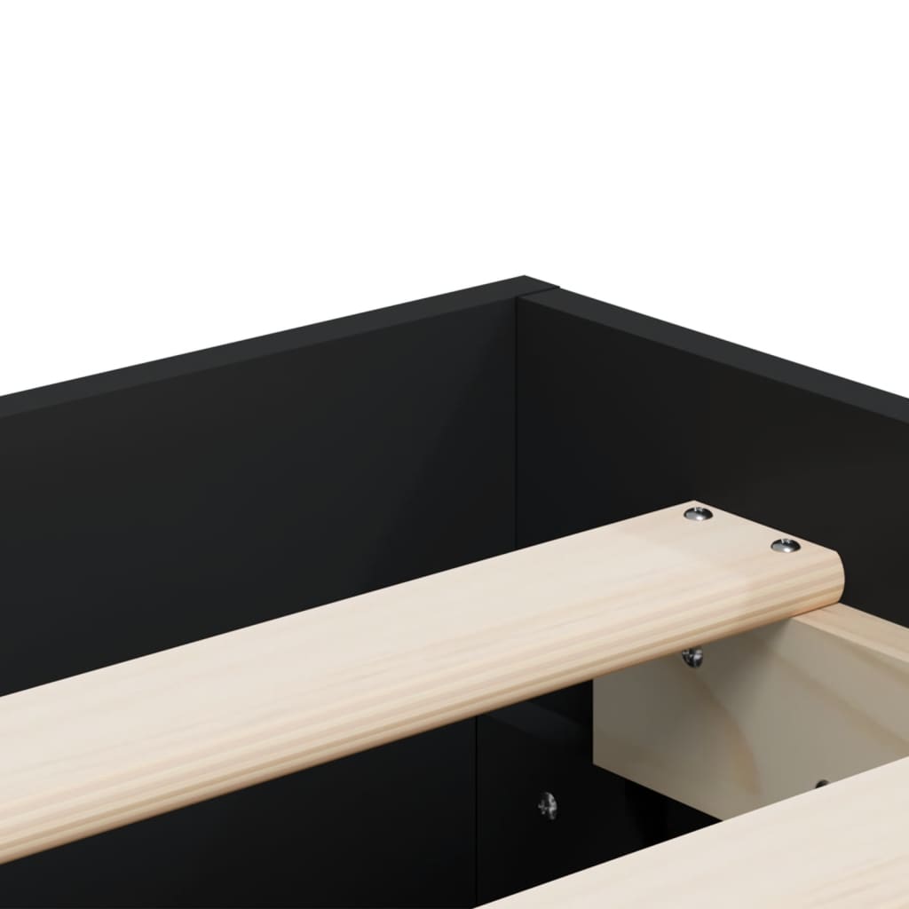 Bed Frame with Drawers without Mattress Black 140x190 cm
