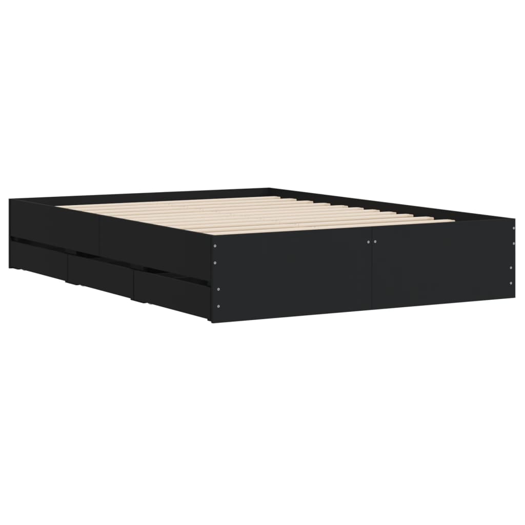 Bed Frame with Drawers without Mattress Black 120x190 cm Small Double