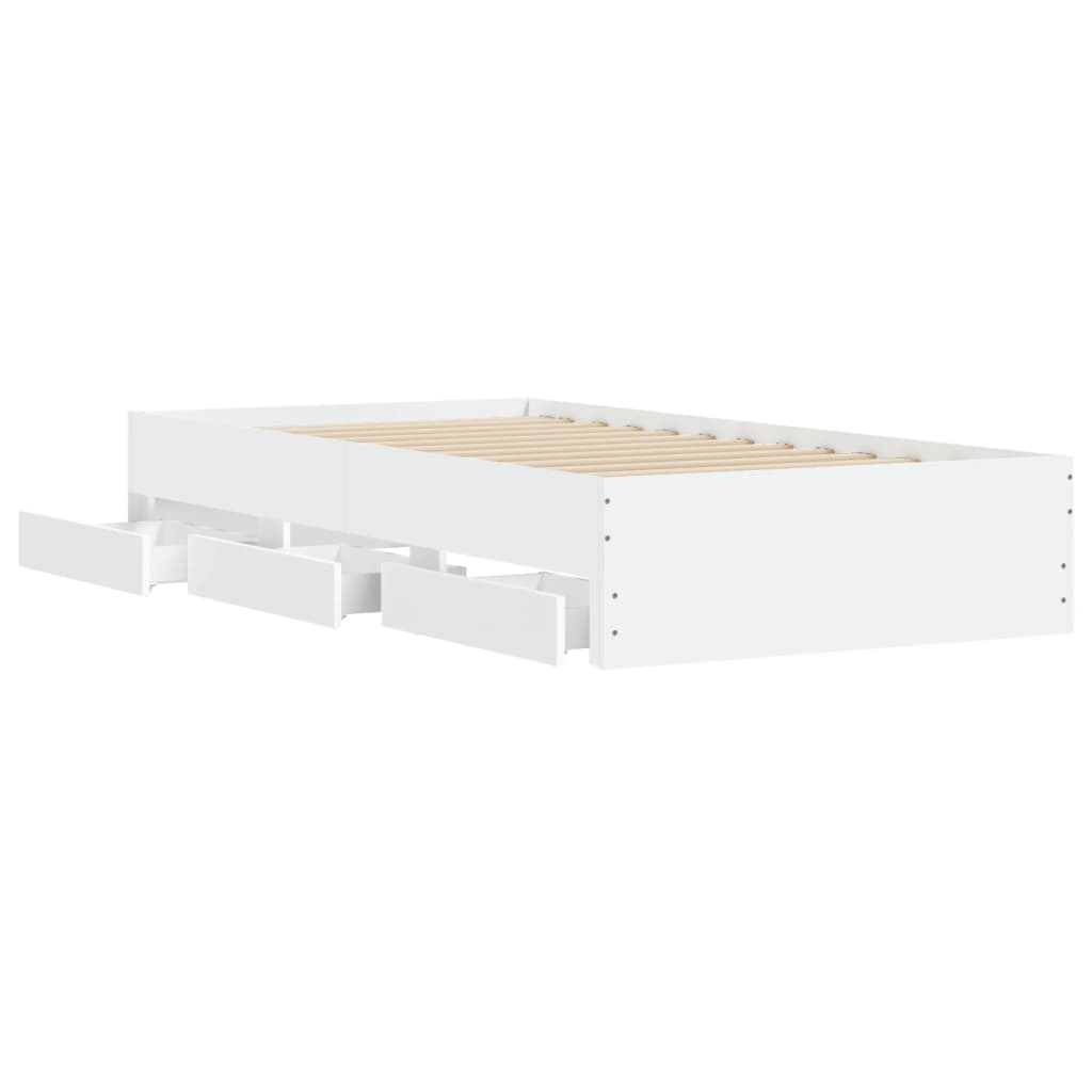 Bed Frame with Drawers without Mattress White 75x190 cm Small Single