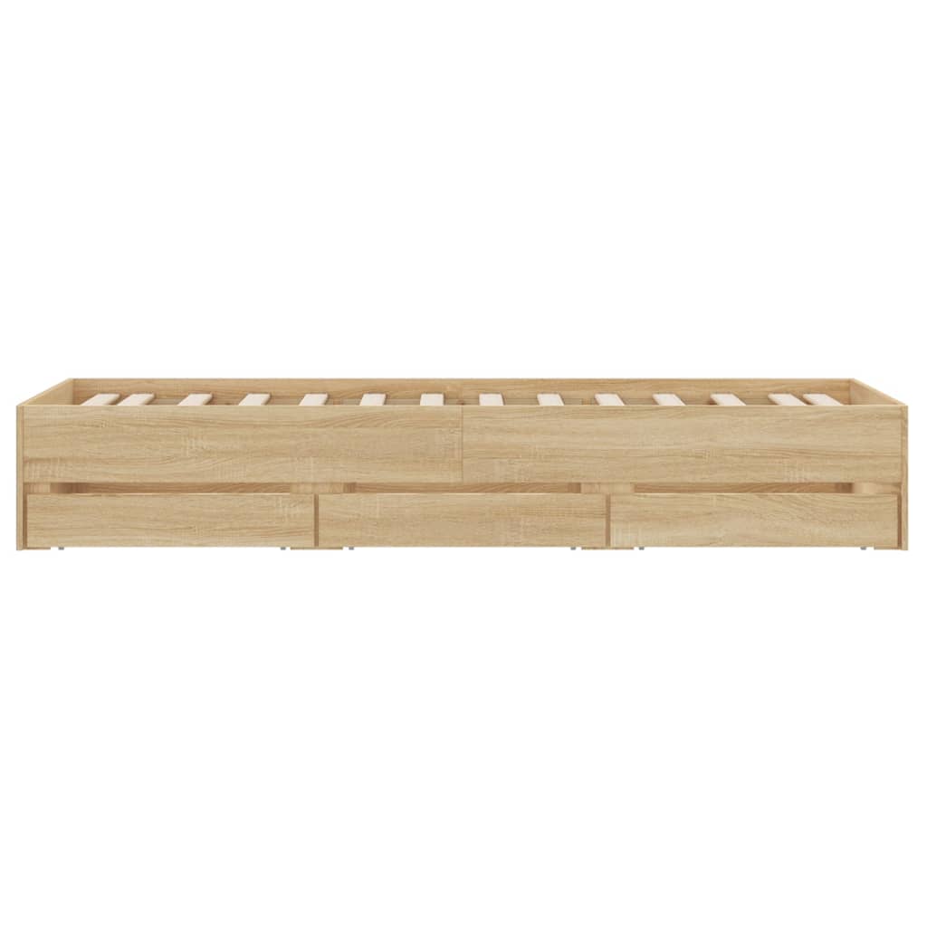 Bed Frame with Drawers without Mattress Sonoma Oak 75x190 cm Small Single