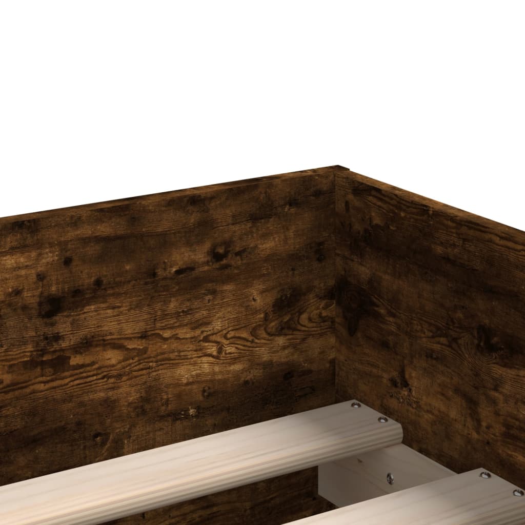 Bed Frame with Drawers without Mattress Smoked Oak 100x200 cm